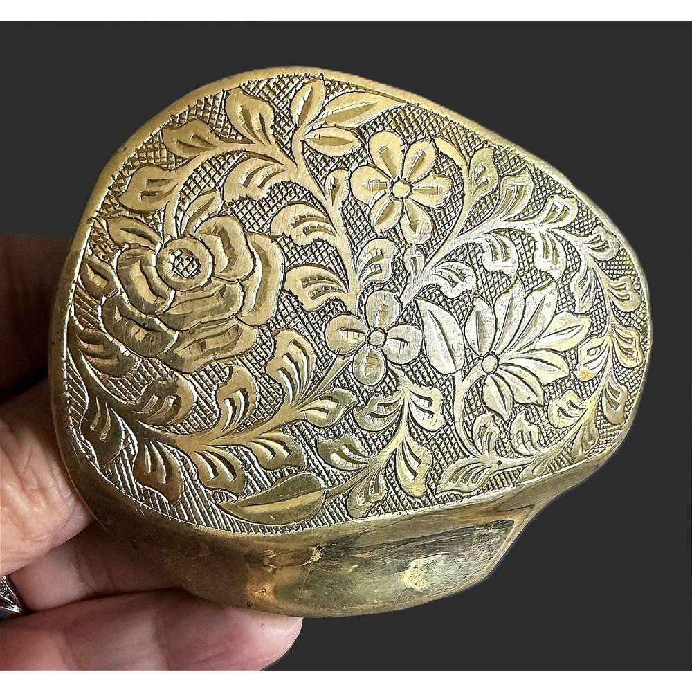 Vintage Antique Sash Slide Buckle Art Nouveau 4" Repousse Artisan Crafted Brass